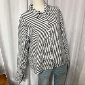 Reformation Black and White Striped Button-Down Shirt